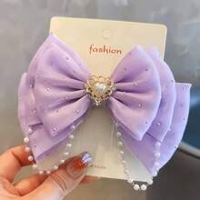 1 Piece French Style Exquisite Simple Girl Hair Accessories Colorful Pearl Tassel Bowknot Three-Dimensional Hair Clip Accessories Suitable For Valentine's Day New Year Banquet Accessories Gifts Daily Exquisite Hairstyle Accessories VHYP - 1個黑色串珠髮夾 - 查看 8