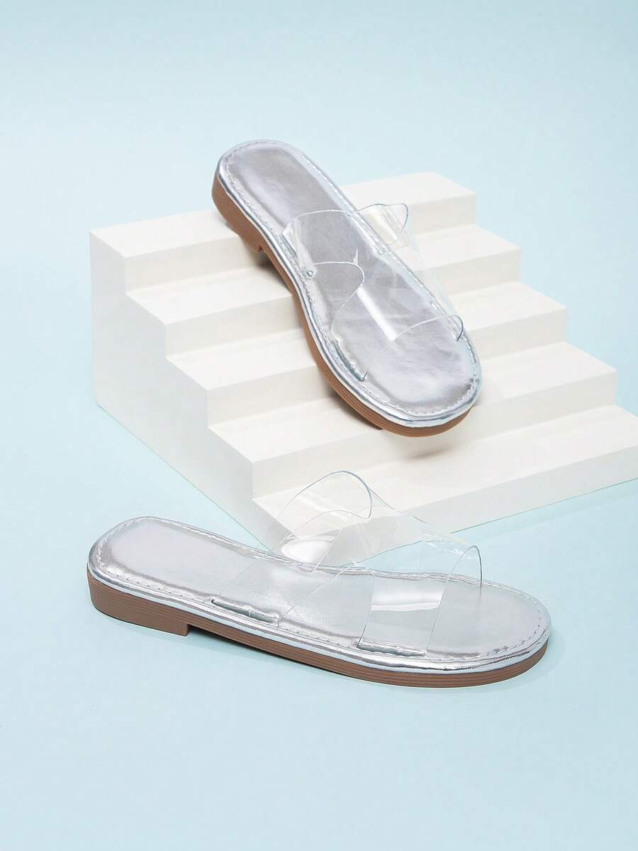 Girls' Vacation Style Casual Fashion Open Toe Flat Sandals - Clear - View 1