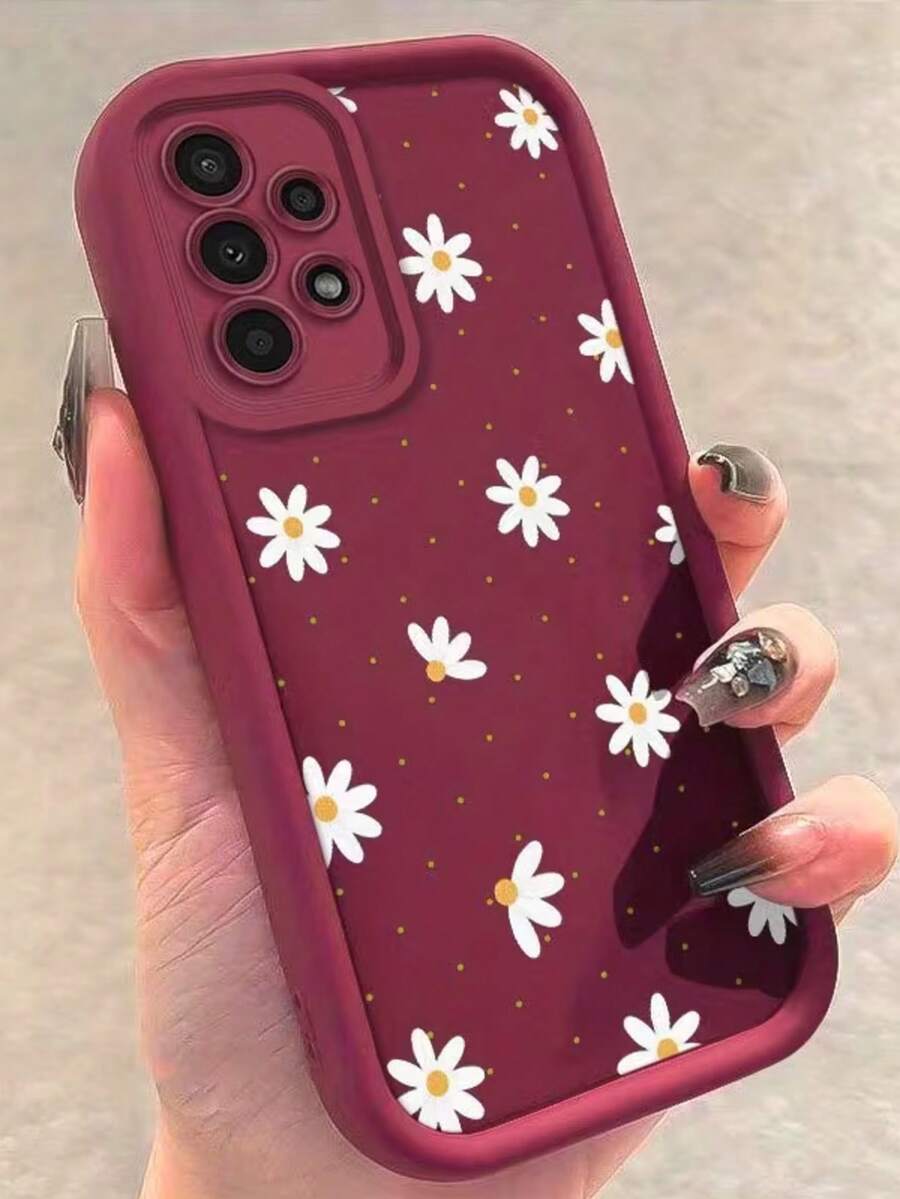 1个彩色波点雏菊图案手机壳，兼容三星Galaxy A12、A13、A15、A21S、A32、A33 5G、A34、A35、A50、A51、A52、A53 5G、A54 5G、A55 5G、S25、S24、S24Plus/S24+、S24Ultra、S24FE、S20、S21、S22、S23以及A78、A58、A54、A38、A18、A17、A16，国际版，非国内版。 - 酒紅色 - 查看 1