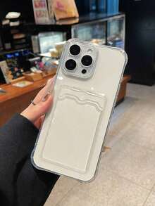 1pc FashionableMinimalist Transparent Card Holder Phone Case, Shockproof, Lens Protection, Card Slot For Photos/Cards, Frame Function, Full Coverage Soft Case, Compatible With IPhone 16/13 Series, 17 Pro Max/17 Series, Shockproof Phone Case - 混合色 - 查看 3