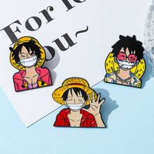 1/3 件装 阳光笑脸卡通胸针，一款开朗活泼的《海贼王》蒙奇·D·路飞装饰胸针，适合日常佩戴、作为礼物或小惊喜。 - 彩色 - 查看 5