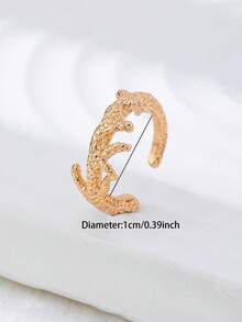 1件金色珊瑚耳夹，简约海洋生物风格耳环，女士款 - 金色 - 查看 3