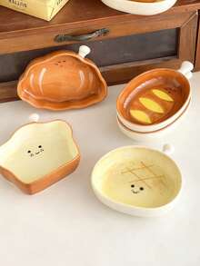 Bộ 1/4 đĩa hình bánh mì dễ thương, đường kính 10cm, dùng đựng salad/tương cà/nước chấm, thích hợp cho bữa sáng, bữa trưa, bữa tối, nhà bếp và trang trí nhà cửa. - Nhiều màu - Xem 5