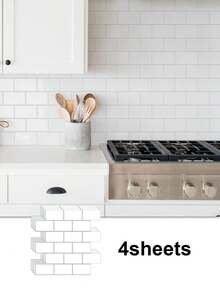 WoStick 4Sheeets/10Sheets 3D Glossy Subway Peel And Stick Tiles, Self-Adhesive Waterproof Wall Stickers For Kitchen Backsplash - Multicolor - View 24