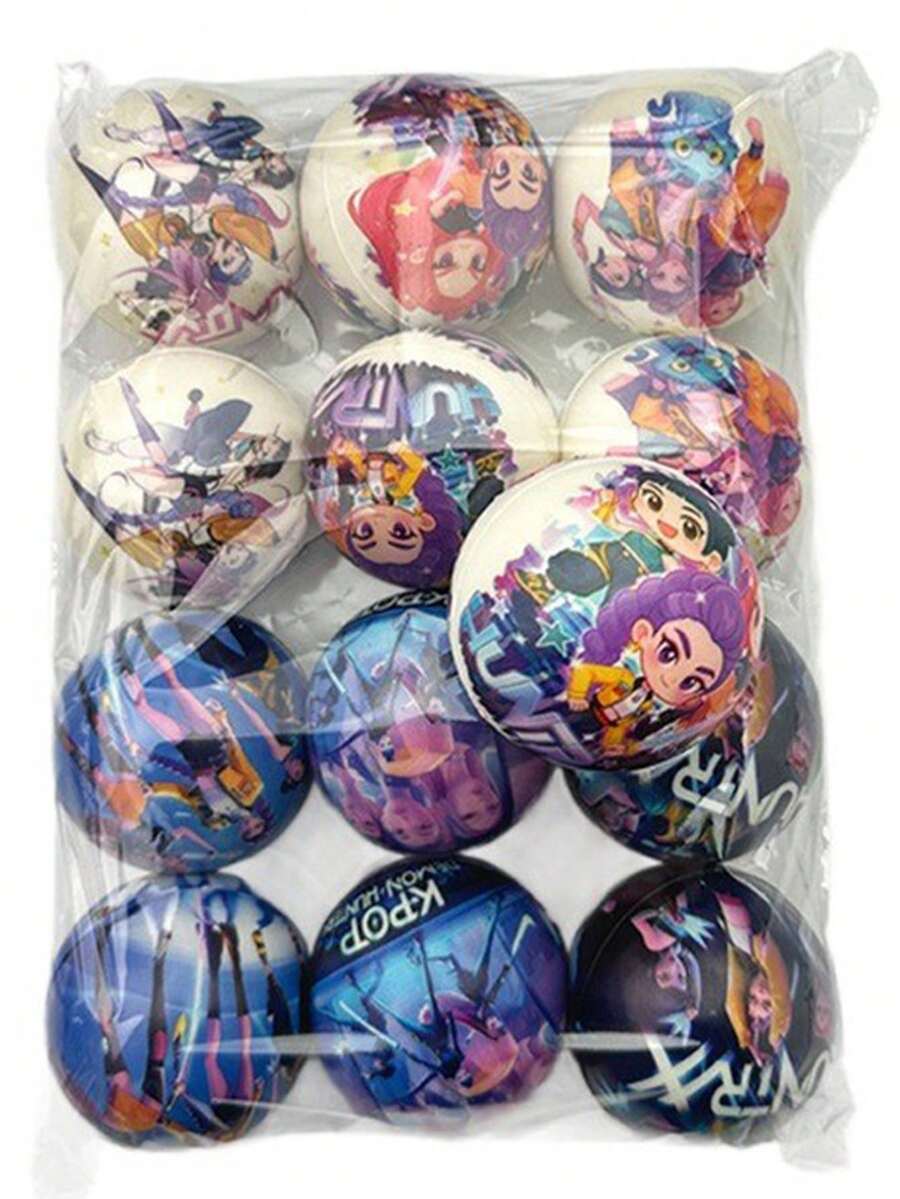 3个卡通偶像主题减压球，柔软减压球，青少年缓解焦虑玩具，生日礼物。（随机款式） - 彩色 - 查看 1