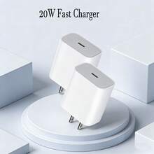 1/2/3个20W美规插头充电器适配器，白色便携式墙充，高效快充，兼容 17 Pro Max/17 Pro/17/Air/17/15/16/14/13/12/11/XS/XR/8/7/6， - 美規A型插(110-127V) - 查看 1