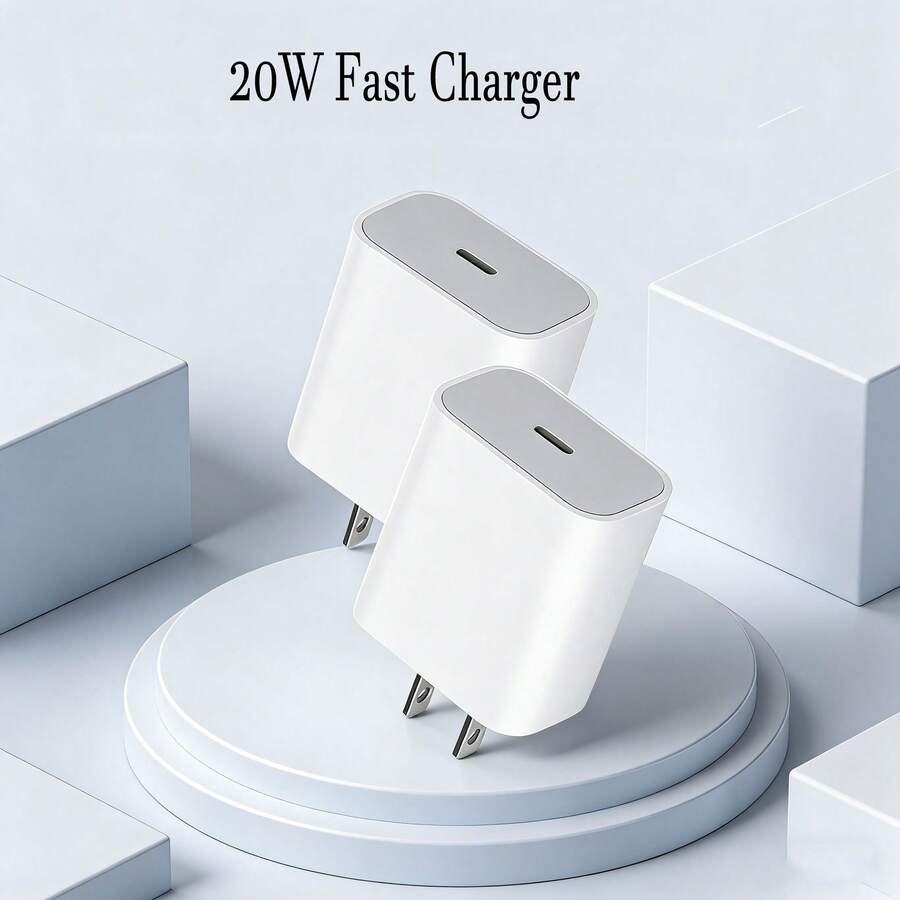 1/2/3个20W美规插头充电器适配器，白色便携式墙充，高效快充，兼容 17 Pro Max/17 Pro/17/Air/17/15/16/14/13/12/11/XS/XR/8/7/6， - 美規A型插(110-127V) - 查看 1