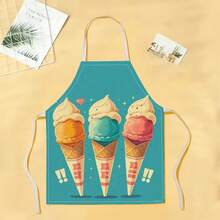 1pc Ice Cream Pattern Apron, Creative Funny Fashion Printed Apron, Home Cleaning Apron, Easy Clean Kitchen Cooking Apron, Creative Home Apron - Multicolor - View 19
