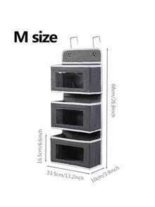 4/5 Layers Fabric Over The Door Hanging Storage Bag, Multi-Layer Non-Woven Cloth Hanging Organizer Bag, Large Capacity Bedroom Wall Mounted Storage Bag, Hanging Storage Bag, Door Hanging, Storage Bag, Plush Doll Storage, Clothing Storage, Wall Mounted Shelves, Plush Storage Bag, Saves Wardrobe Storage Space - Dark Grey - View 14