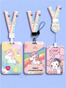 1 buah Gantungan Kartu Identitas Bergambar Unicorn Lucu yang Dapat Dilepas, Tempat Kartu Pelajar Warna Gradien Pelangi, Cocok untuk Penggunaan Sehari-hari, Kantor, Perjalanan, Hadiah Hari Ibu - Square - View 2