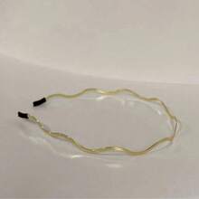 1pc Minimalist Chic Gold Metal Wavy Headband, Suitable For Women's Daily Wear - Gold - View 2