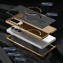 VIETAO 電鍍邊緣碳纖維紋理磁吸手機殼，適用於 Galaxy Z Fold 8 Ultra 7 6 5 4 保護殼 - 紫色 - 查看 3