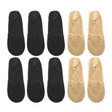 1/5/10 Pairs Women's Summer Thin Breathable Non Stuffy Leg Hollow Lace Invisible Silicone Plum Blossom Pattern Boat Socks - Multicolor - View 14