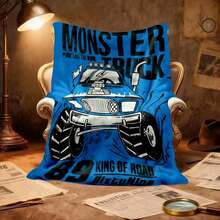 1PC 3D Monster Jam Monster Truck Cartoon Blanket, Edgy Gift For Motorsports Fans, Themed Man Cave Decor, Retro Sci-Fi Party Accent & Race Day Souvenir,Soft Throw Blanket For Home Bedroom Bed Sofa Picnic Travel Office Cover Blanket, Multiple Sizes 50x60 To 60x80 Inches - Nhiều màu 10 - Xem 6