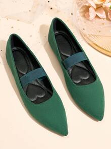 Flatjoy 2026 Elegant Summer Women's Flat Pointed-Toe Ballet Shoes, Green, Suitable For Casual Or Work Occasions, Slip-On Design, Soft Leather Sole, British Style - Green - View 8