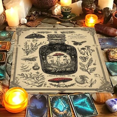 1pc Retro Star Moon Butterfly Tarot Tablecloth Multiple Sizes HD Sublimation Print Magic Game 100 Polyester Washable Bedroom