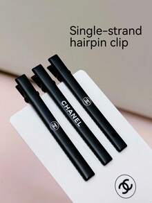 3 SET Chanel Beaute Hair Pin Hair Clip Hair Accessory Limited 6cm Black Novelty - Black - View 1