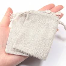 5/10 pièces/Paquet Sacs à cordon en lin, Pochettes en lin de couleur unie simple de tailles multiples pour bijoux, cosmétiques, jouets, décorations, stockage anti-poussière - sac en lin - Voir 5