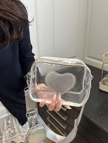 2pcs Transparent Bag Set With Coin Purse, Waterproof Clear Mini Square Bag, PVC Crossbody Bag With Large Capacity For 2026 - Silver - View 6