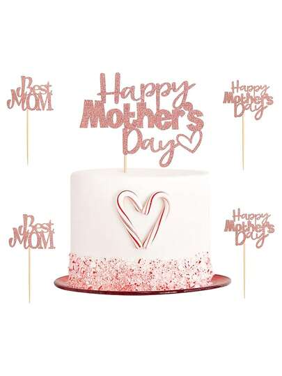 Mother's Day Cupcake Decorations, Mother's Day Cake Decorations Rose Gold "Best Mom" Theme Party Cake Decorations