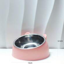 PETSIN Stainless Steel Slanted Cat Bowl With Adorable Ear Stand - 2-In-1 Tilted Feeder And Water Dispenser, Protects Pet's Neck, Suitable For Pet Owners, Cat, Dog And Small Pets, Great Gift For Parents, Friends, Couples, Neighbors - 100ml - View 11
