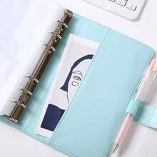 1pc A6 Budget Binder With Cash Envelopes, Cash Savings Notebook Budget Planner PU Leather Loose Leaf Notebook, With 2 A6 Binder Pockets, Cash Filling File Folder Envelope System - Multicolor - View 10