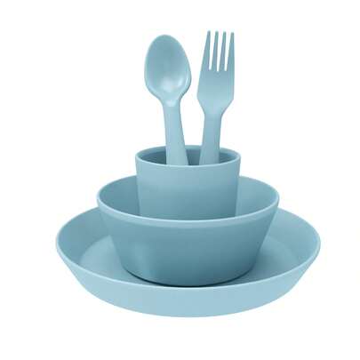 TONSSIDA 5-Piece Kids Dinnerware Set, Plastic Plate Bowl Cup With Spoon And Fork, Toddler Feeding Set, Dishwasher Tableware For Boys And Girls