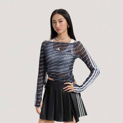 Adidas DCE 女士网眼长袖T恤针织无领TKS5308