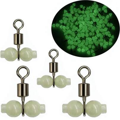 22pcs Luminous Gourd-Shaped Fishing Line Splitter Swivel Rings, Saltwater Fishing Accessories