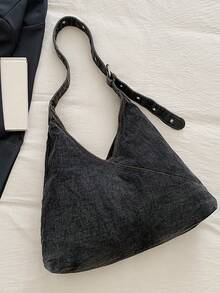 新款时尚街头牛仔单肩包，多功能通勤大容量女士斜挎包，休闲时尚水洗牛仔单肩包，适合通勤和购物，是牛仔女孩的完美之选。 - 黑色 - 查看 10