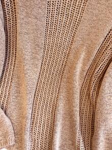 轻盈镂空长袖雪纺罩衫，时尚优雅薄款休闲宽松针织罩衫，女士夏季 - 棕色 - 查看 7