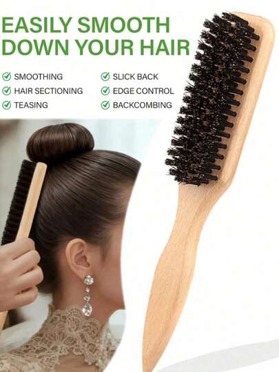 一套男女通用猪鬃顺滑梳和胡须刷，驯服毛躁头发，造型，木柄设计，轻松梳理，打造柔顺马尾辫 - 包含宽齿梳和顺滑刷，方便分缝、造型、梳理和拉直头发，打造柔顺无毛躁的发型，男女皆宜，非常适合浴室使用、头皮按摩、返校、旅行和日常生活，是馈赠亲朋好友的理想节日礼物。美发造型套装