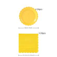 Yellow Flower Petal Disposable Tableware Set, Including 7/9 Inch Paper Plates, Paper Cups, Paper Napkins, Suitable For Birthday Party, Holiday Party, Picnic, Celebration, Wedding Tea Party, Graduation Ceremony Disposable Party Supplies - Yellow - View 13