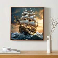 5D Diamond Painting Kit - Full Round Diamond, Boat Pattern, Acrylic Craft Set For Home Decor, Frameless Diamond Painting Craft Gift Set - round diamond - View 4