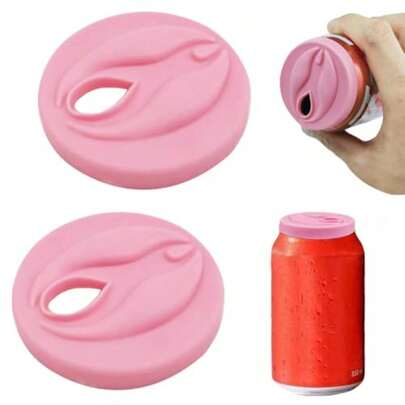 2Pcs Pink  Shaped Soda Can Lids Novelty Gag Gifts For Him Or Her Funny Beer Drink Pop Can Covers Fits Standard Canned Beverage Bachelor Party Favors