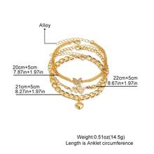 VKME 3PCS Metal Material Butterfly, Heart, And Snake Pendant Anklet Set - Yellow Gold - View 7