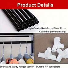 1pc Spacious & Elegant Multi-Layer Multi-Compartment Wardrobe, Large Capacity Easy Assembly, With Hanging Rod & Shelves - Sturdy Frame & Non-Woven Fabric, Simple Freestanding Clothes Storage Cabinet - Multicolor - View 3