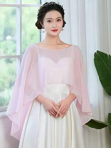 1件優雅純色不對稱下擺披肩 - 彩色 - 查看 8