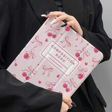 粉色樱桃蝴蝶结笔记本保护套，自动唤醒/睡眠三折支架，防震，带笔插，适用于 10/Air 5/11 M3/Pro 11 - 粉色 - 查看 3