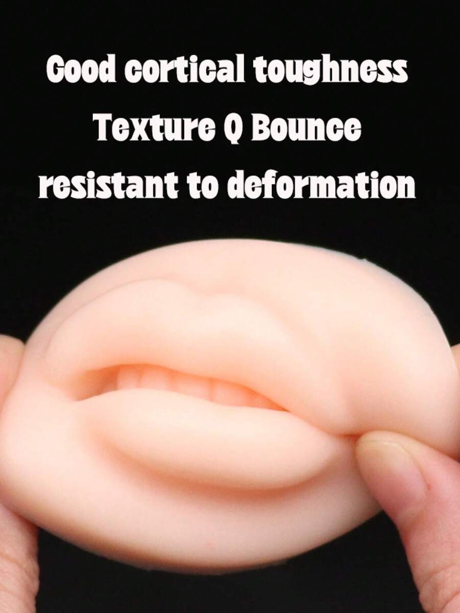 1pc European Style Embroidered Lip Model, Beginner Silicone 3D Realistic Leather Lip Practice - A - View 1