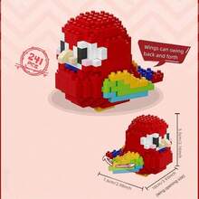 1件装鹦鹉创意积木套装 - DIY卡通动物模型，送给亲朋好友的礼物 - 色彩缤纷的组装装饰品，绝佳的生日礼物 - 棕色 - 查看 9