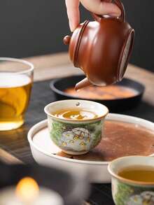 Ru Kiln Small Yellow Duck Round Ding Cup, Ceramic Teacup, High-End Exquisite Gongfu Tea Cup, Customized Tea Set, Water Cup - Multicolor - View 4