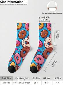1 Pair 360 Men's Socks – Fun All-Over Print Featuring Donut,Soft, Comfortable, And Highly Elastic, These Fashionable Casual Streetwear Hip-Hop 360 Socks Are Perfect As Compression Gear, Valentine's Day Socks, Or Loose Maternity Socks. - Multicolor - View 6