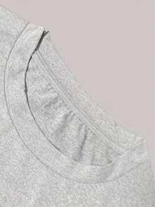 [Vintage Cash Tee] Y2K Vintage Style Cash Apology Letter Print Crew Neck Tee | Short Sleeve Crop T-Shirt For Spring & Summer, Women's Clothing, Women's Short Sleeve Ribbed Crop Tee –, Lightweight & Versatile For Everyday Wear - 灰色 - 查看 4