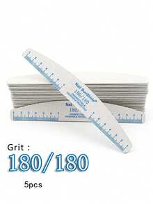 5件套专业指甲锉，80/100/150/180/240目砂纸，加厚耐用新月形指甲抛光块，美甲工具配件 - 灰色 - 查看 12