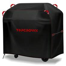 TOPCROWN户外烧烤炉罩，420D牛津布防水防紫外线设计，带可调节扣环，适用于Char-Broil/Nexgrill等品牌 - 紅色 - 查看 2