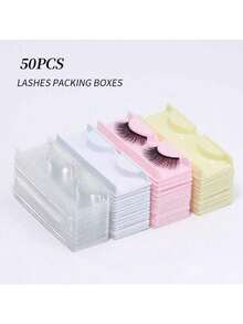 Conjunto de 25 caixas para cílios postiços, bandejas internas para cílios, tampas transparentes, embalagem para um par, caixas para cílios em 4 cores, caixas para cílios rosa, transparente, branca, amarela, caixas organizadoras para cílios, recipientes para cílios postiços (com tampas) - Multicolorido - Ver 8