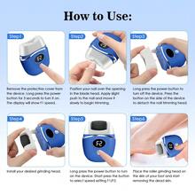 Hailicare 二合一电动修甲修脚工具，蓝色 - 电动指甲钳+磨脚器，两档速度调节，双刀头，5V 500mAh 可充电锂电池，便携式个人护理设备 - 藍色 - 查看 9