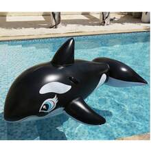 1pc Inflatable Water Playing Mount Inflatable Black Whale Float Type Summer Pool And Beach Float Party Perfect Summer Gift Swimming Pool Raft Recliner Floating Vacation Fun And Rest - Black - View 9