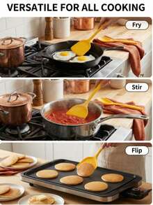 1pc Compact Non-Stick Silicone Spatula: Featuring Classic Chinese Design, Heat-Resistant And Durable. Suitable For Non-Stick Cookware, Can Be Used For Stir-Frying And Serving Dishes. Ideal For Home Chinese Cooking Such As Scrambled Eggs And Pancakes. An Essential Kitchen Tool. - Multicolor - View 9